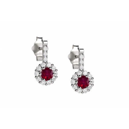 White gold Nardelli earrings with diamonds and ruby