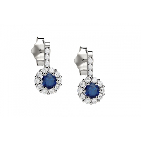 White gold Nardelli earrings with diamonds and sapphire
