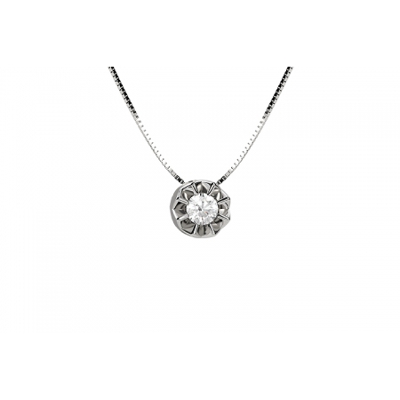White gold Nardelli necklace with light point with diamond 0.04