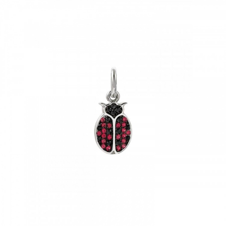Ladybug-shaped Nomination pendant with fuchsia zircons