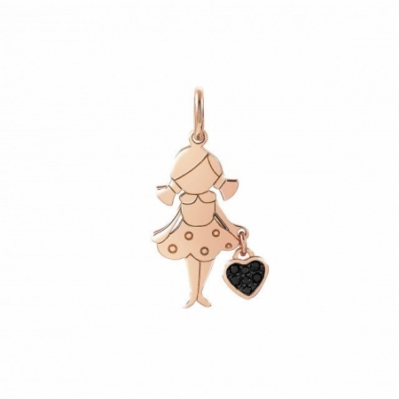 Pendant Nomination little girl with little heart with black zircons