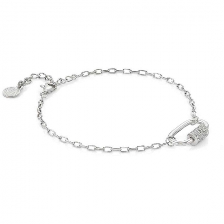 Chain Nomination bracelet with carabiner with zircons