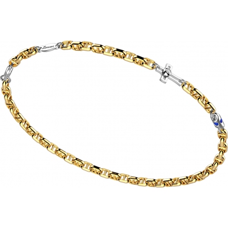 Yellow gold Zancan bracelet with white gold cross