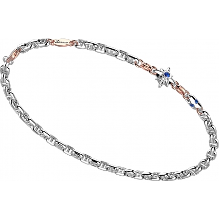 White gold Zancan bracelet with wind rose with blue sapphire