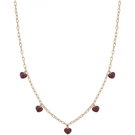 Necklace Nomination with hanging hearts with fuchsia zircons