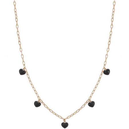 Rosé Nomination necklace with black hearts
