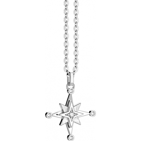 White gold Zancan necklace with wind rose with white diamond