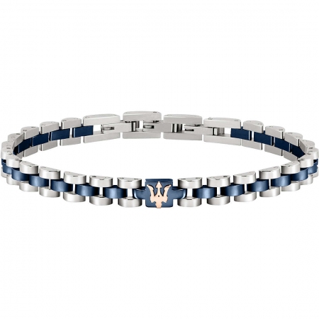 Two-tone steel Maserati bracelet with golden central
