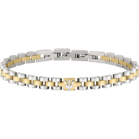 Two-tone steel Maserati bracelet with gold