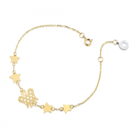 Gold Roberto Giannotti bracelet with stars and central angel
