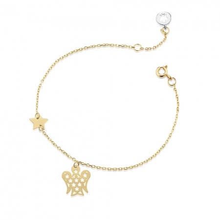Gold Roberto Giannotti bracelet with star and pendant angel
