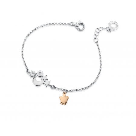 Roberto Giannotti bracelet with central moon and stars and rosé pendant angel