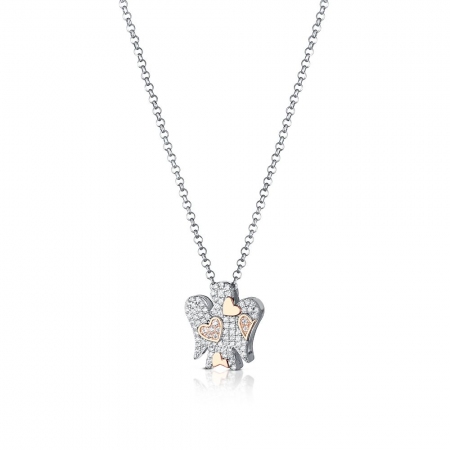 Roberto Giannotti necklace with angel with rosé hearts