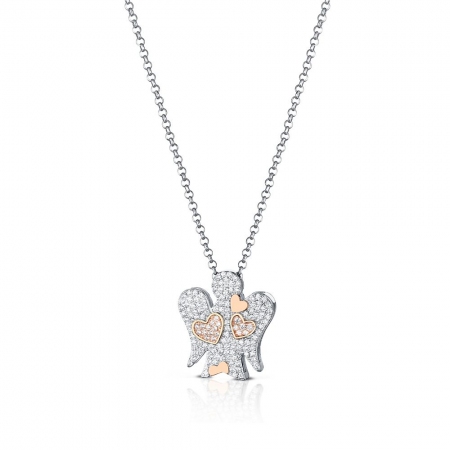 Roberto Giannotti necklace with angel-shaped pendant with rosé hearts