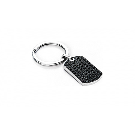 4us Cesare Paciotti steel keychain with black zircons