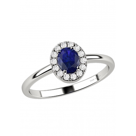White gold Nardelli ring with sapphire and diamonds