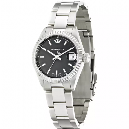 Philip Watch Caribe Lady watch in polished and satin steel with black dial