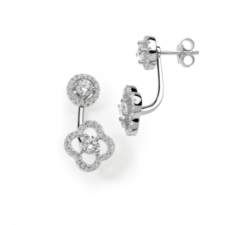 Ambrosia silver earrings with stitch and light and flower