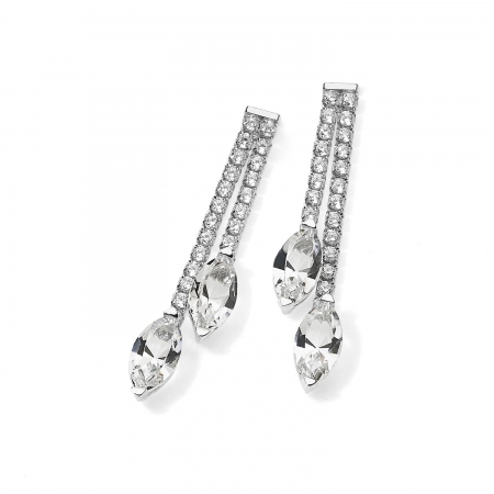 Orecchini Ambrosia argento pendente con zirconi e doppia goccia