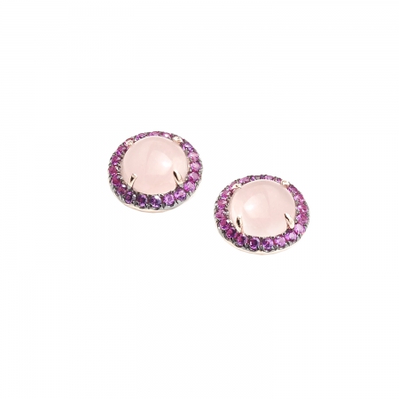 Orecchini Ambrosia argento con pietra e zirconi rosa
