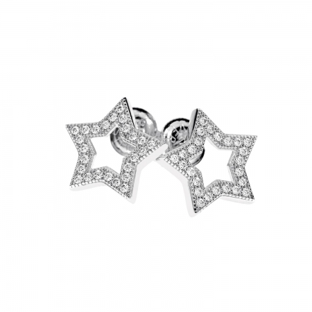 Silver Ambrosia earrings in the shape of stars with zircons