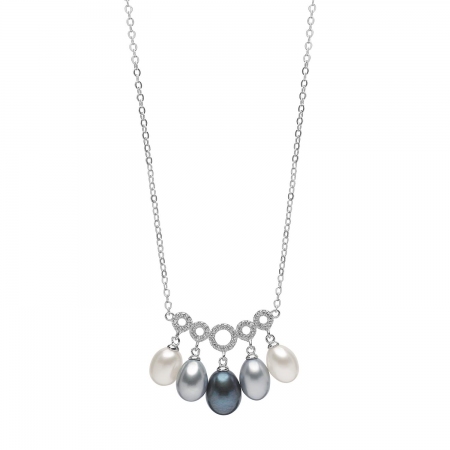 Collana Ambrosia argento con perle colorate