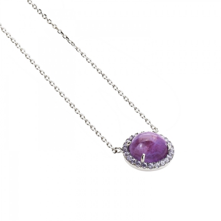 Ambrosia necklace silver with purple stone