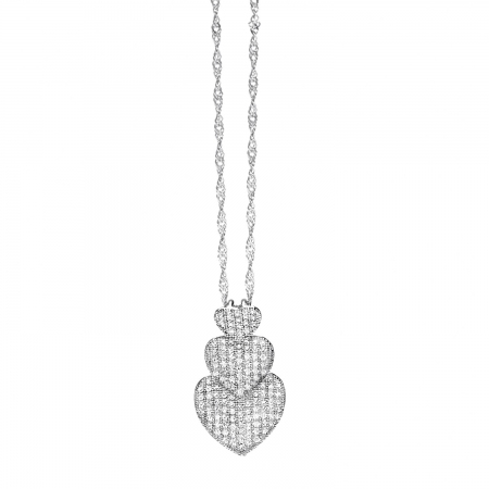 Silver Ambrosia necklace with three hearts pendant