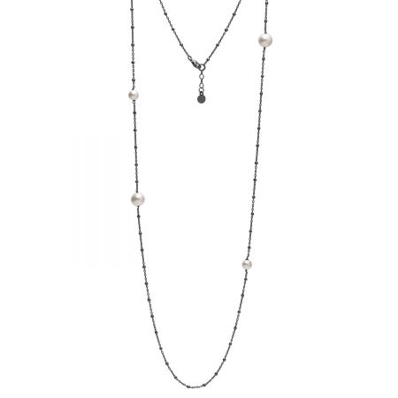 Collana Ambrosia in argento brunito con perle coltivate