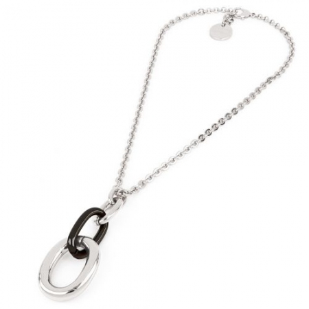 Silver unoaerre necklace with black ring