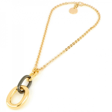 Gold unoaerre necklace with black ring