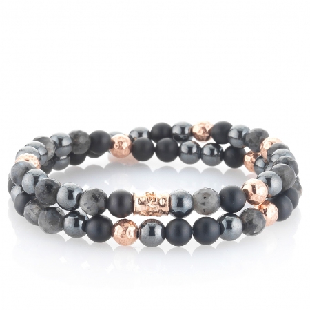 Gerba bracelet with matt and glossy onyx and pink silver