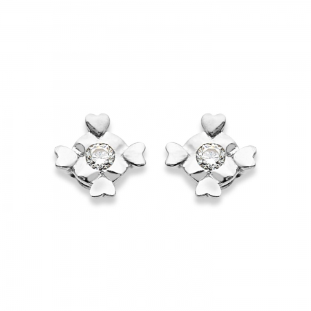 Ambrosia earrings in white gold with light stitch with hearts