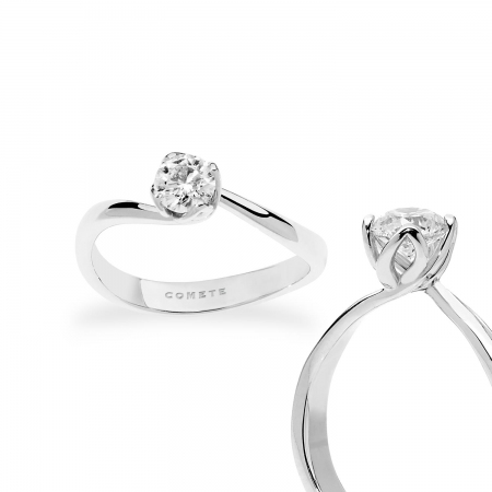 Solitaire Comet Ring in White Gold with Diamond