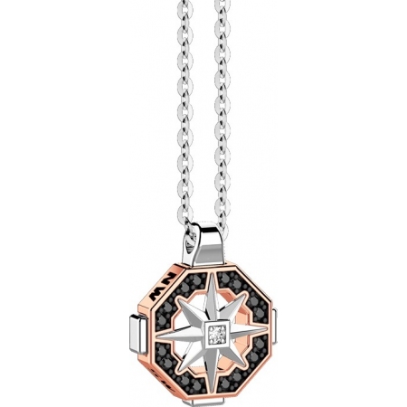 White gold Zancan necklace with octagonal pendant with wind rose