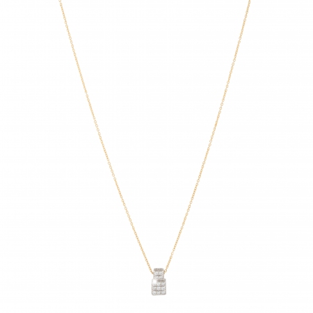 Gold Rebecca necklace with double square with white diamonds