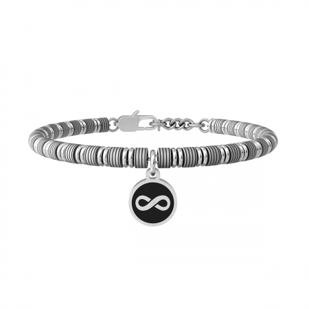 Tubular kidult bracelet with pendant with infinity logo
