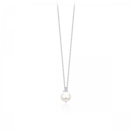 Collana Mabina in argento 925 con ciondolo perla coltivata e zirconi