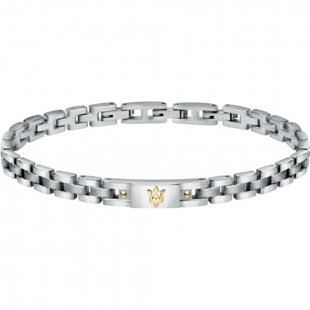 Bracciale Maserati Jewels in acciaio con logo dorato