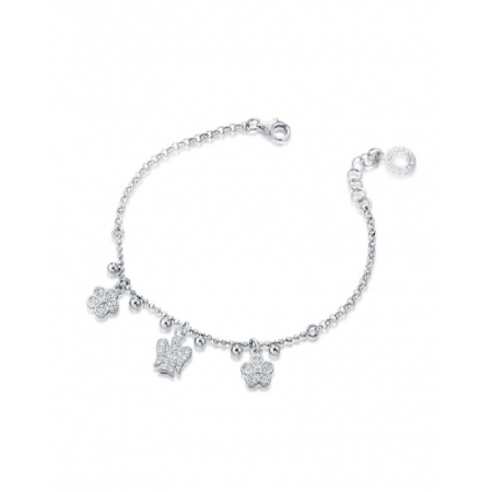 Bracciale Roberto Giannotti colore argento con ciondoli pendenti a forma di angeli e quadrifoglio