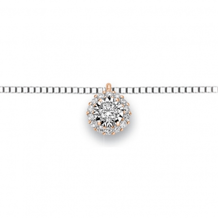 Collana Donnaoro in oro bianco e rosa con pendente diamanti