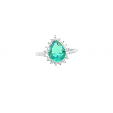 Anello Fogi con zircone a goccia colore smeraldo
