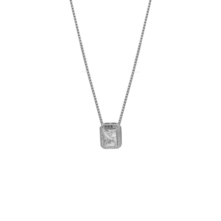 Collana Fogi in argento con punto luce quadrato