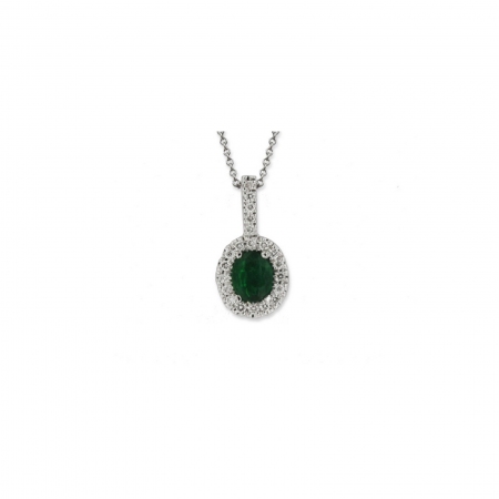 Collana Gianni Carità con pendente con smeraldo rotondo e diamanti