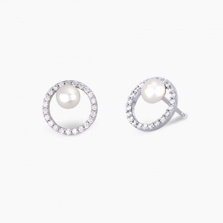 Orecchini Mabina in argento con zirconi e perla