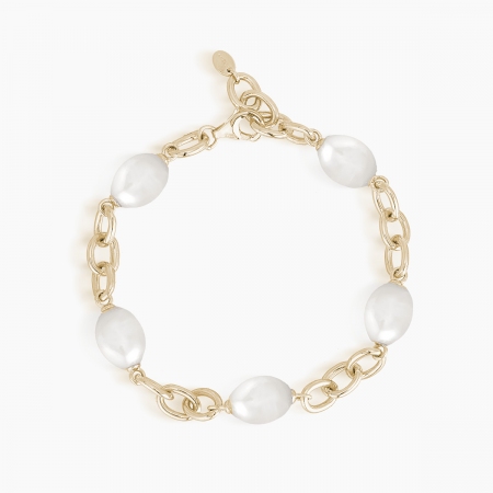 Bracciale Mabina in argento dorato a catena con perle