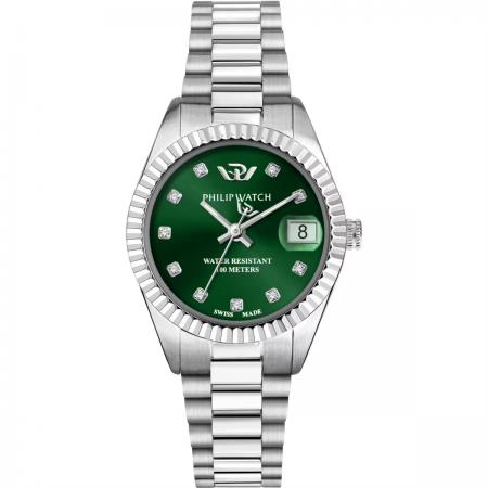 Orologio Philip Watch donna in acciaio quadrante verde diamanti agli indici