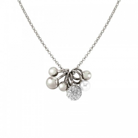 Collana Nomination in argento multisfere con perla