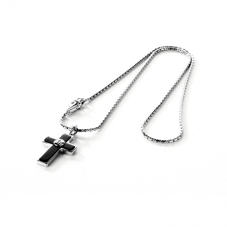 Men's necklace Cesare Paciotti Jewels in silver with black resin cross