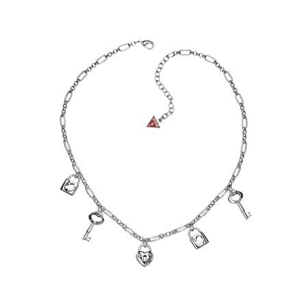 Chain Guess steel necklace with key heart lock charms